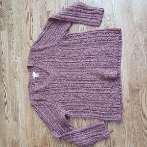 (XL) Northern Reflections Women's Thick Wool Blend Cable Knit V Neck Sweater